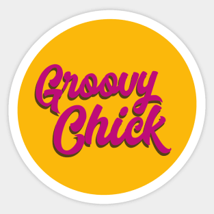 Groovy chick warm yellow Sticker